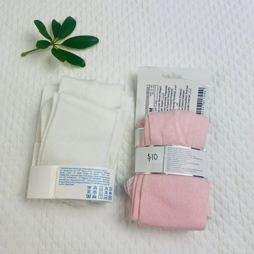 NWT Mayoral Baby Girls Knit Tights BUNDLE of 2 tights size 12 months